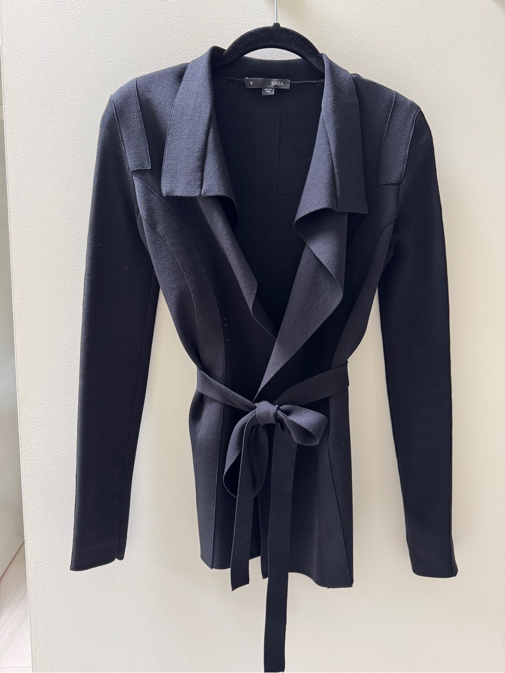 Saba Black Wrap Tie-Waist Blazer